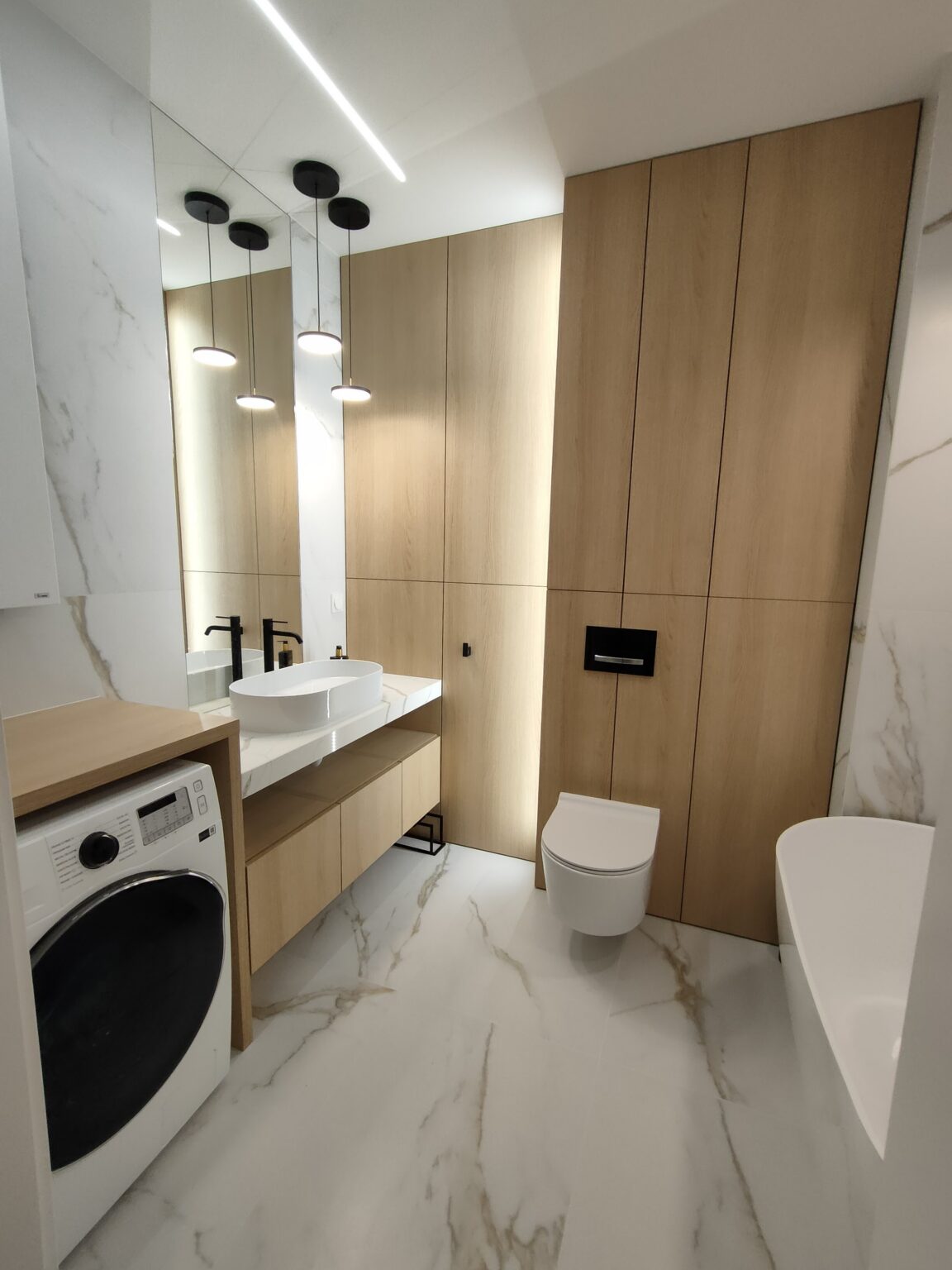 Meble łazienkowe na wymiar Gdynia – szafka pod umywalkę, realizacja MOS Meble